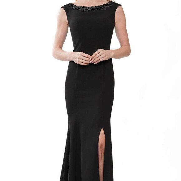 NWT Marsoni by Colors MV1247 Lace Applique Evening Dresses Black Size 8 - Picture 1 of 8
